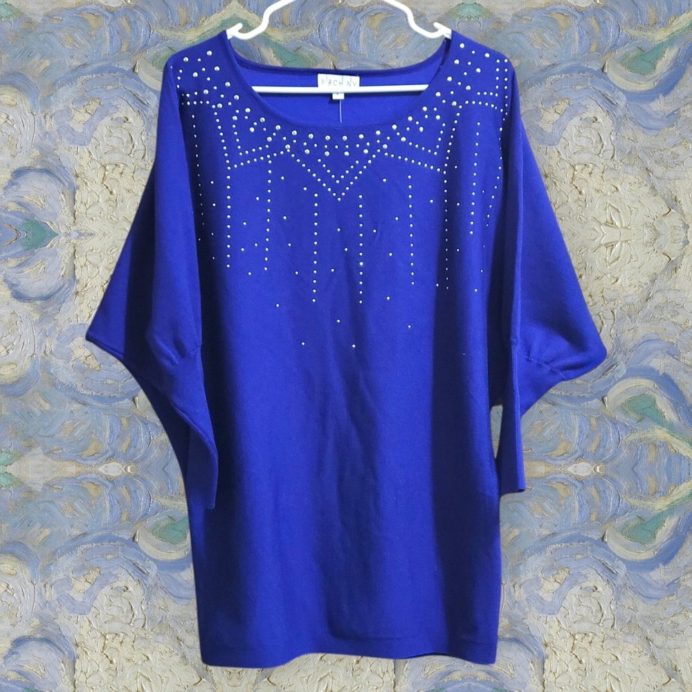 🆑️ Birch NY Blue Embellished Sweater Size L